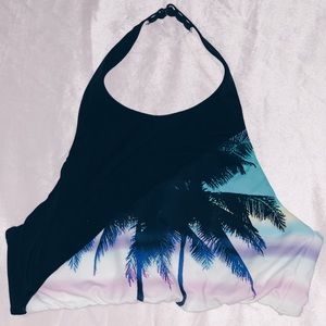 Halter Palm Tree Bikini Top
